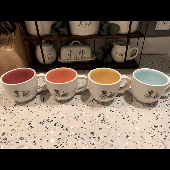 Rae Dunn Bicycle Mugs with colored insides
